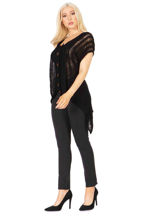 Dolman Sleeve Button Front Sweater Top